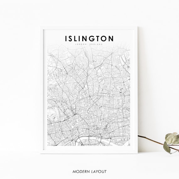 Islington London England Minimalist City Street Map Design Poster