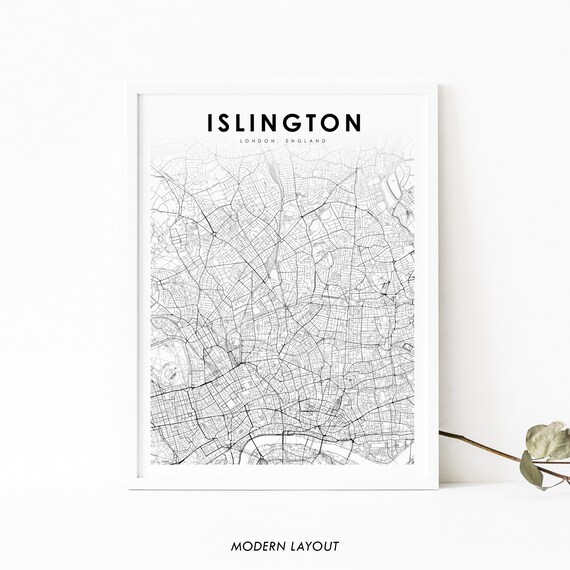 Islington London Map Print England Uk Art Poster City Street Road Nursery Room Wall Office Decor Ukis