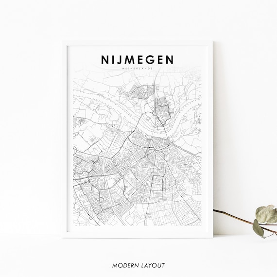 Nijmegen Netherlands Map Print Art Poster Nimwegen Nimeguen City Street Road Nursery Room Wall Office Decor
