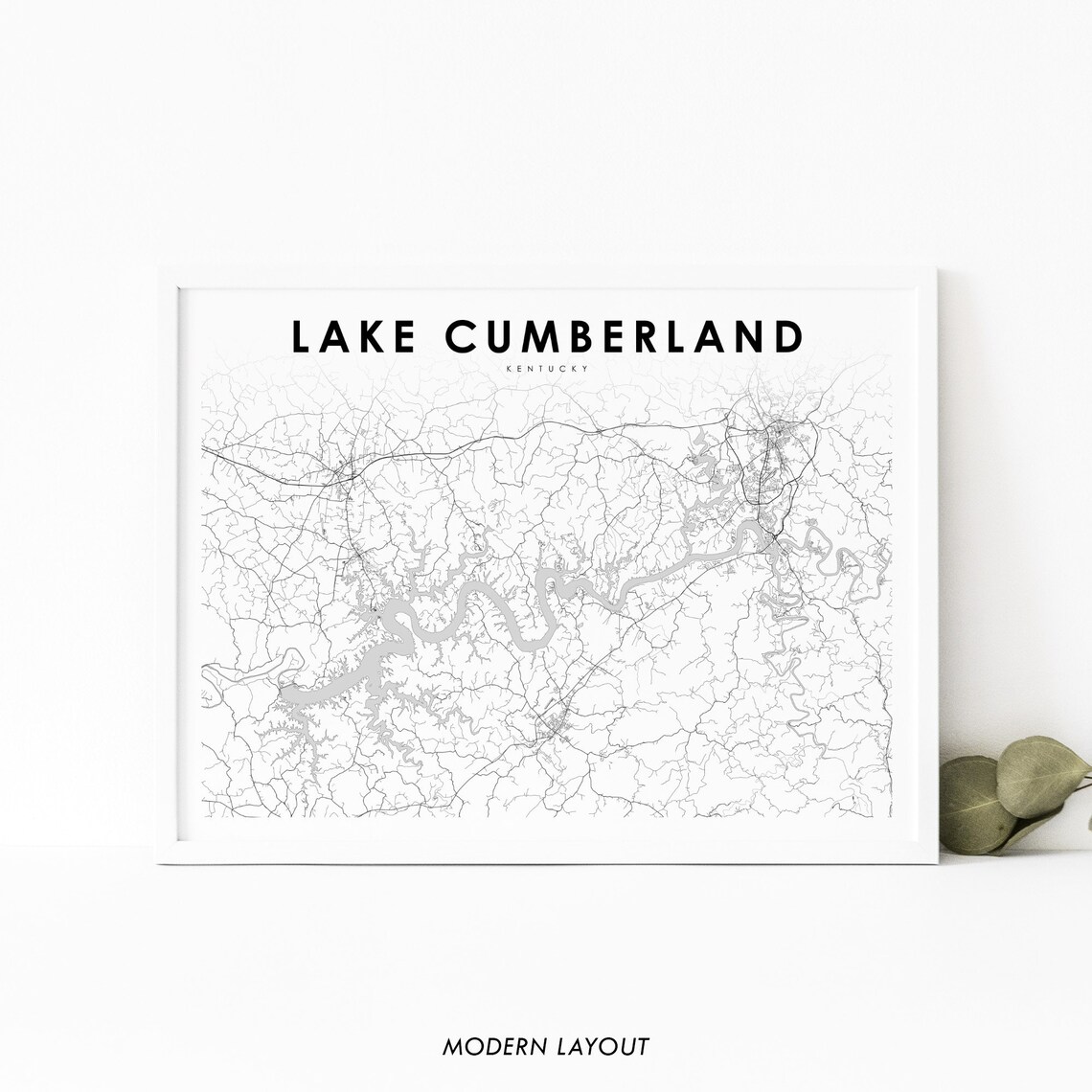 Lake Cumberland KY Map Print, Kentucky Travel Poster