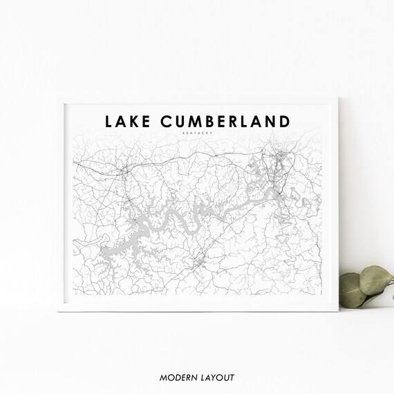Lake Cumberland KY Map Print, Kentucky Travel Poster