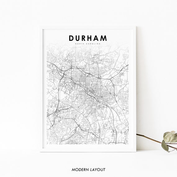 Durham NC Map Print, North Carolina City Poster