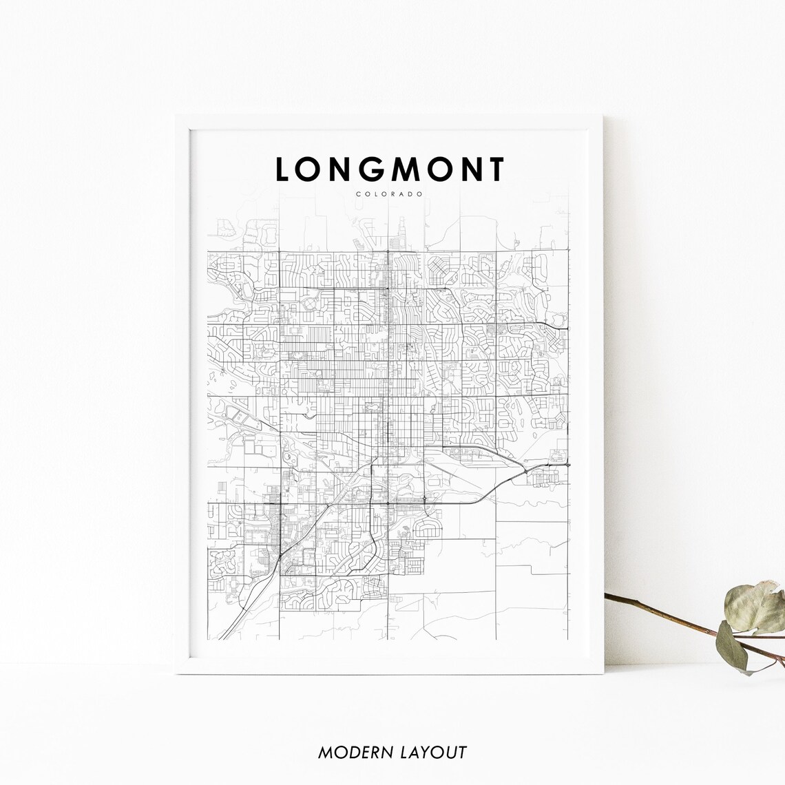 Longmont, Colorado Map Art Print, Nursery Decor