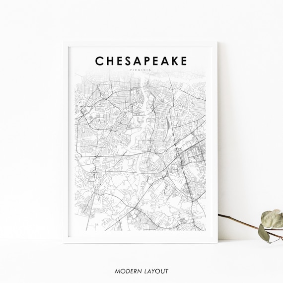 Chesapeake Virginia Minimalist Street Map Modern Layout Poster