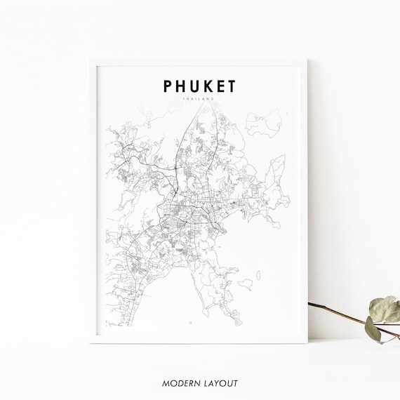 Phuket Thailand Minimalist Island City Street Map Modern Poster