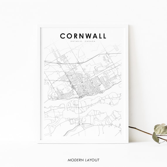 Cornwall Ontario Map Print On Canada Art Poster City Street Road Nursery Room Wall Office Decor