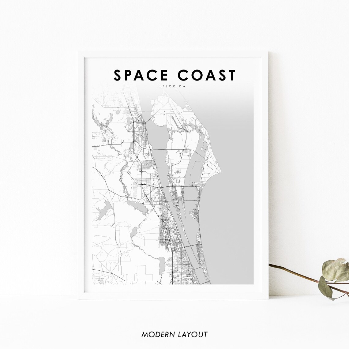 Space Coast Florida Map Print, Nursery Room Decor