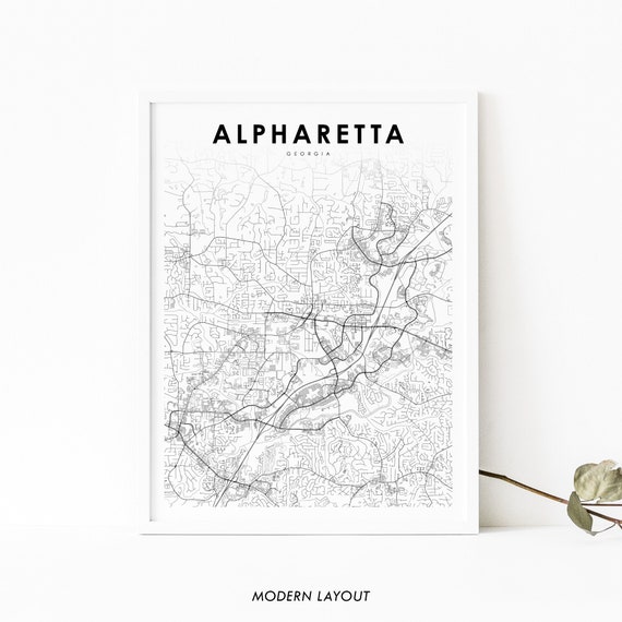 Alpharetta GA Map Print, Georgia City Poster