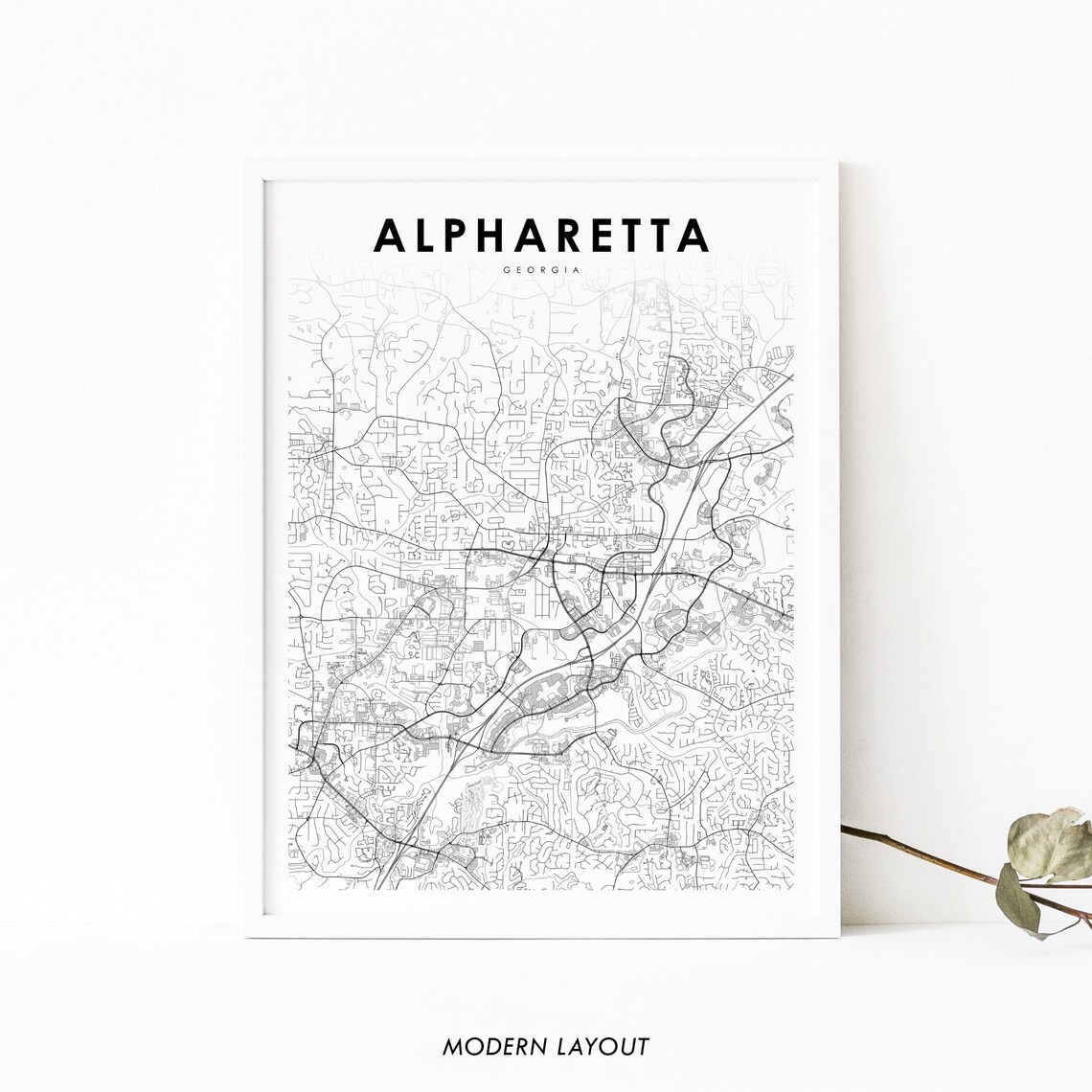 Alpharetta GA Map Print, Georgia City Poster