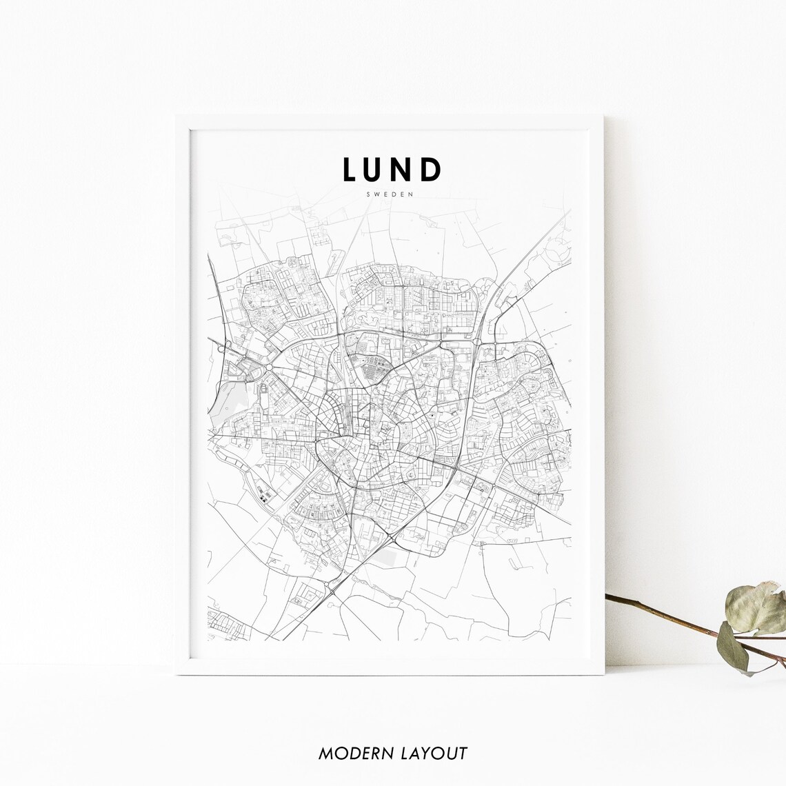 Lund Sweden Map Art Print, Scania County