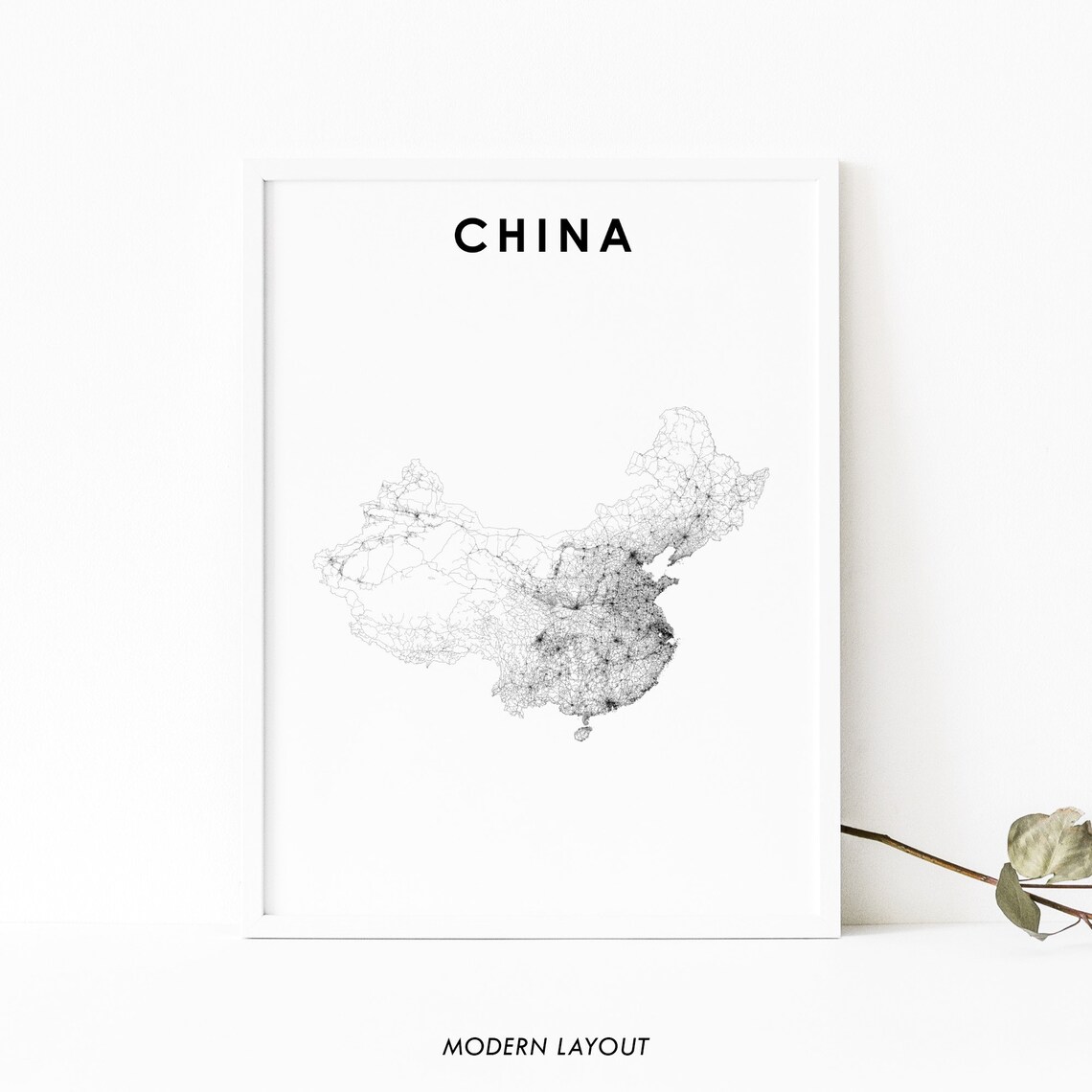 China Map Road Poster, Nursery Room Wall Art