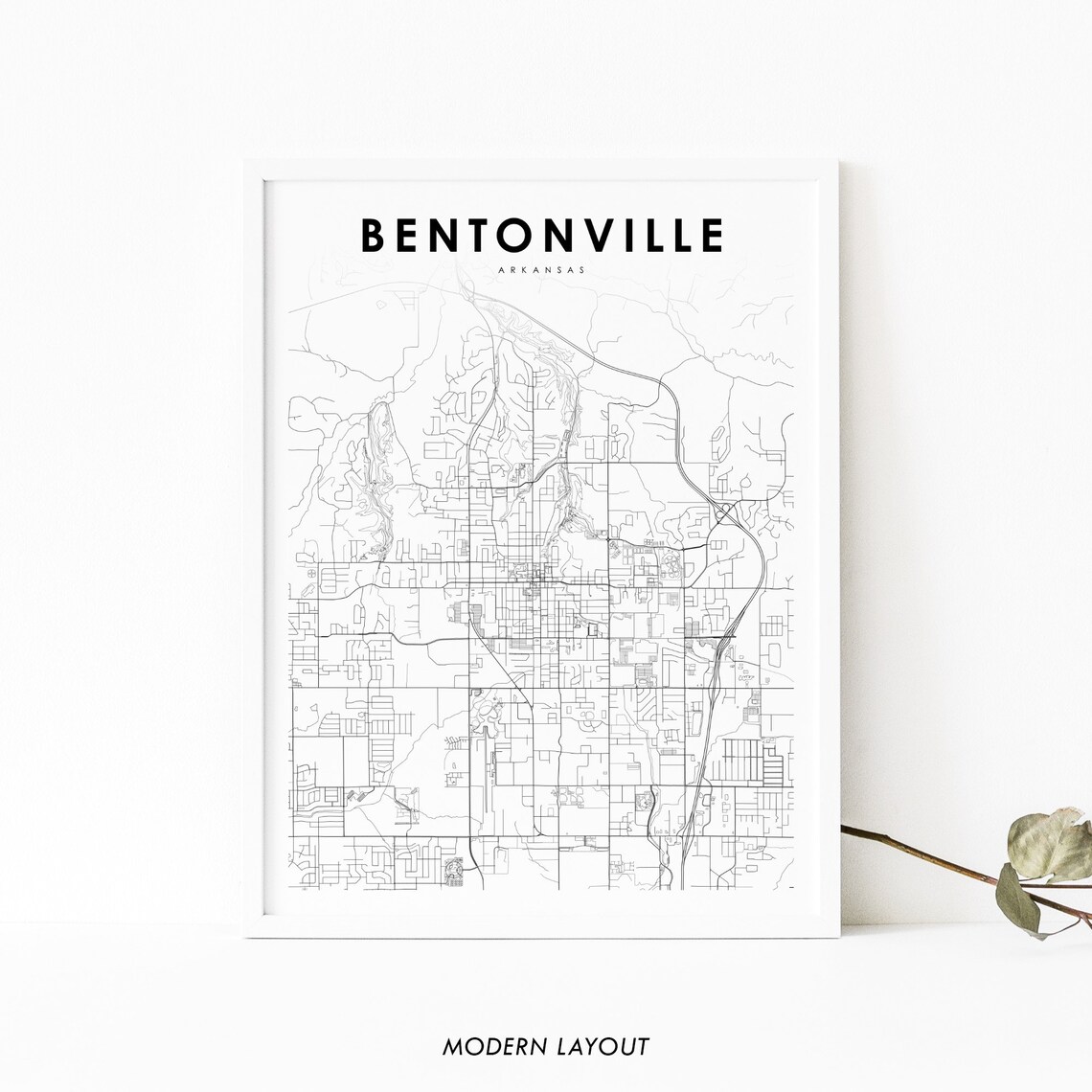 Bentonville AR Map Print, Arkansas City Map Poster