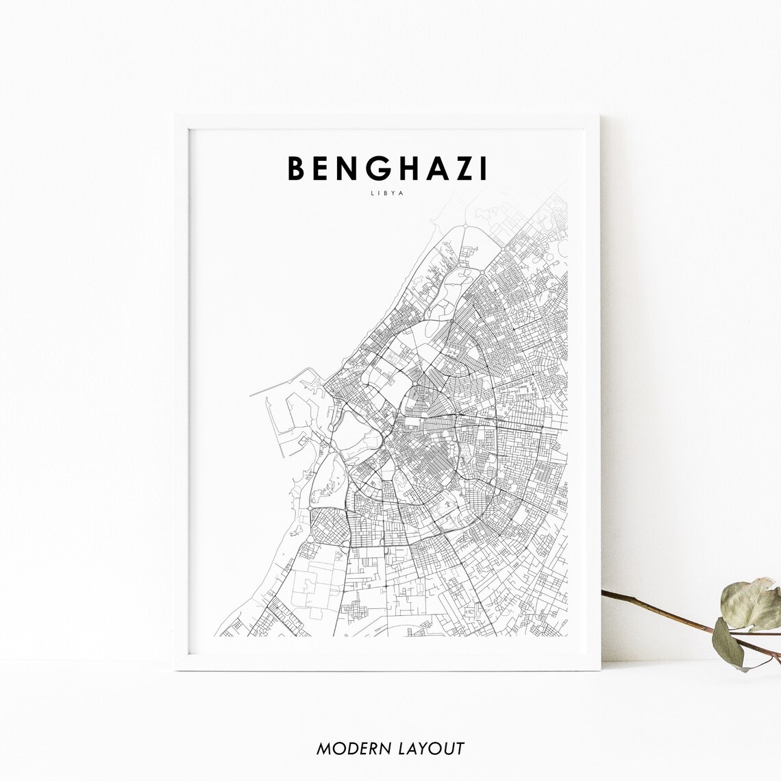 Benghazi Libya Map Print, Nursery Room Wall Decor