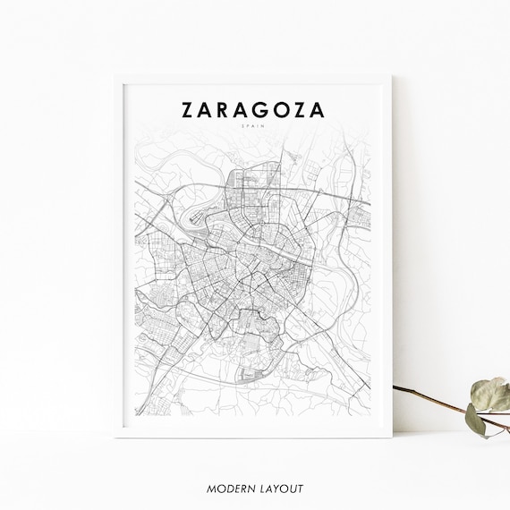 Zaragoza Spain Minimalist City Street Map Poster Modern Layout