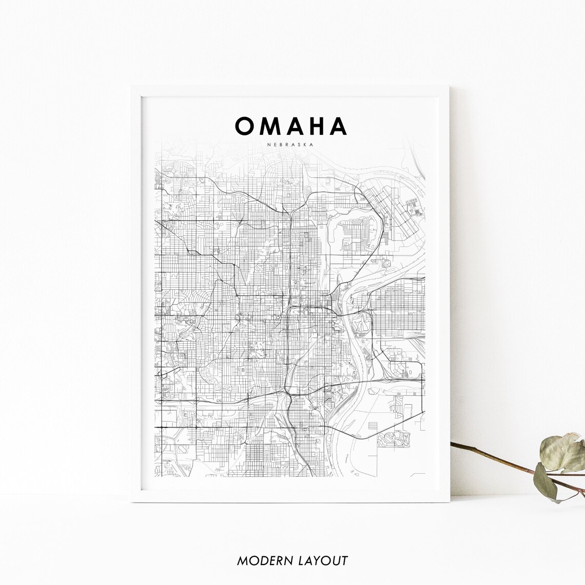 Omaha, NE Map Print, Nebraska City Street Art
