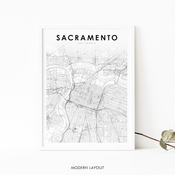 Downtown Sacramento CA Map Print, City Street Road Poster