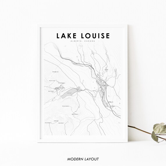 Lake Louise Alberta Canada Topographic Mountain Map Wall Poster