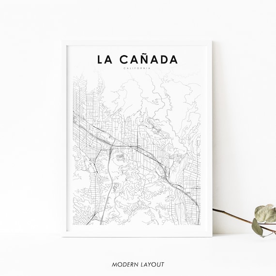 La Cañada Flintridge Map Print, Nursery Room Art Poster