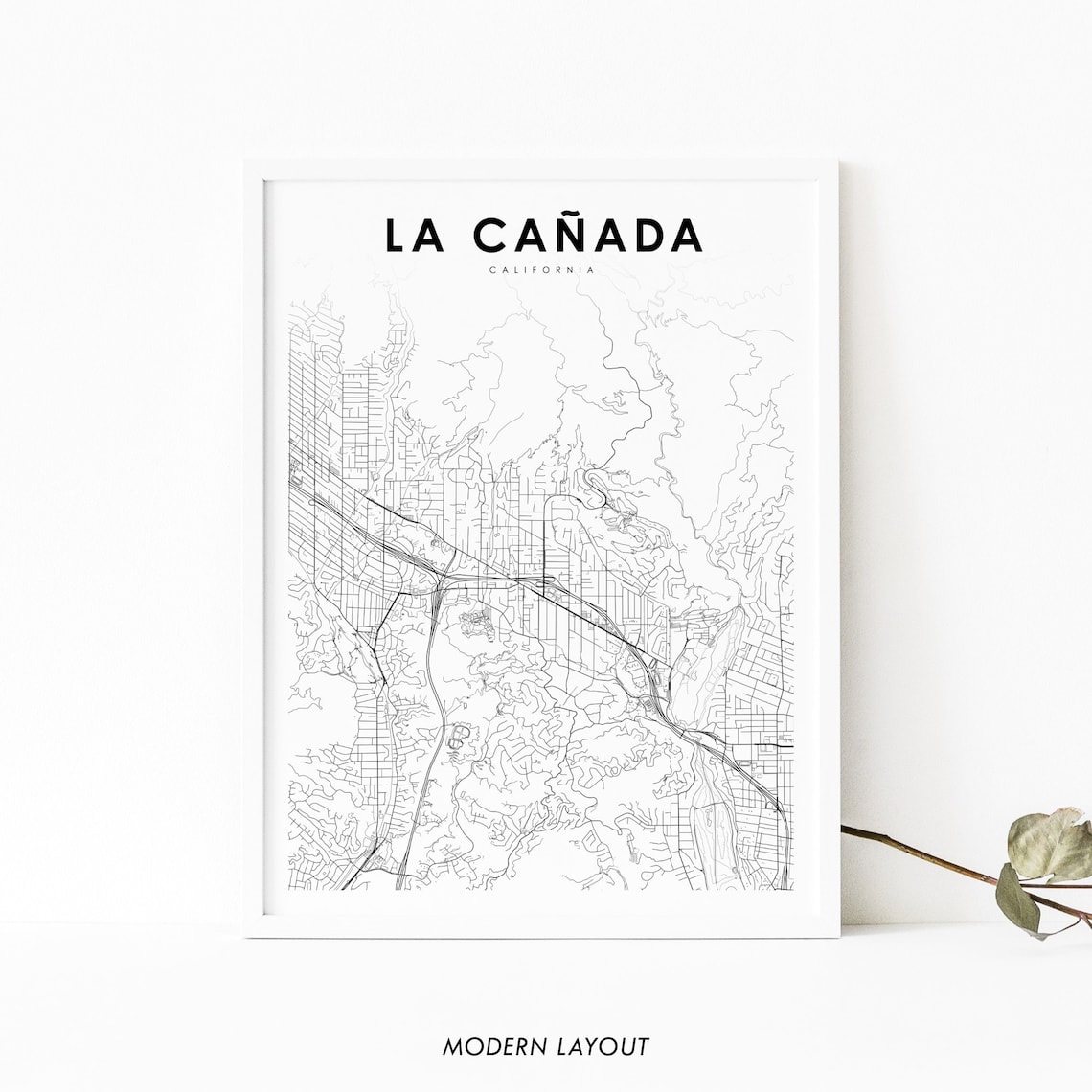 La Cañada Flintridge Map Print, Nursery Room Art Poster