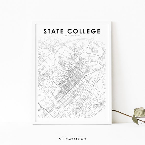 State College PA Map Print, Pennsylvania City Poster