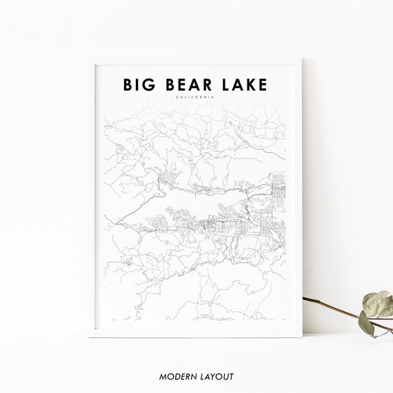 Big Bear Lake, CA Map Print, USA Poster