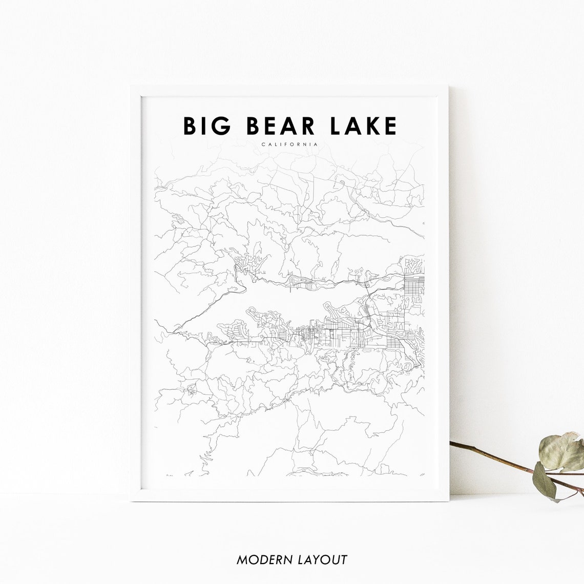 Big Bear Lake, CA Map Print, USA Poster