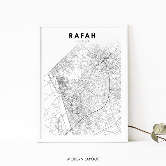 Rafah Palestine Minimalist Street Map Poster Modern Decor Art