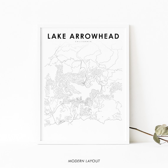 Lake Arrowhead Ca Map Print Usa Art Poster City Street Road Nursery Room Wall Office Decor