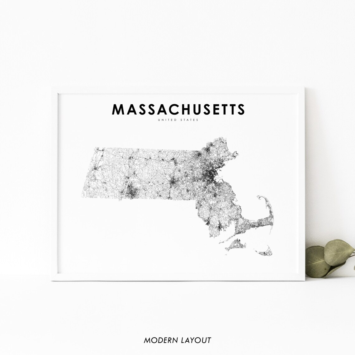 Massachusetts Map Print, Nursery Room Wall Art