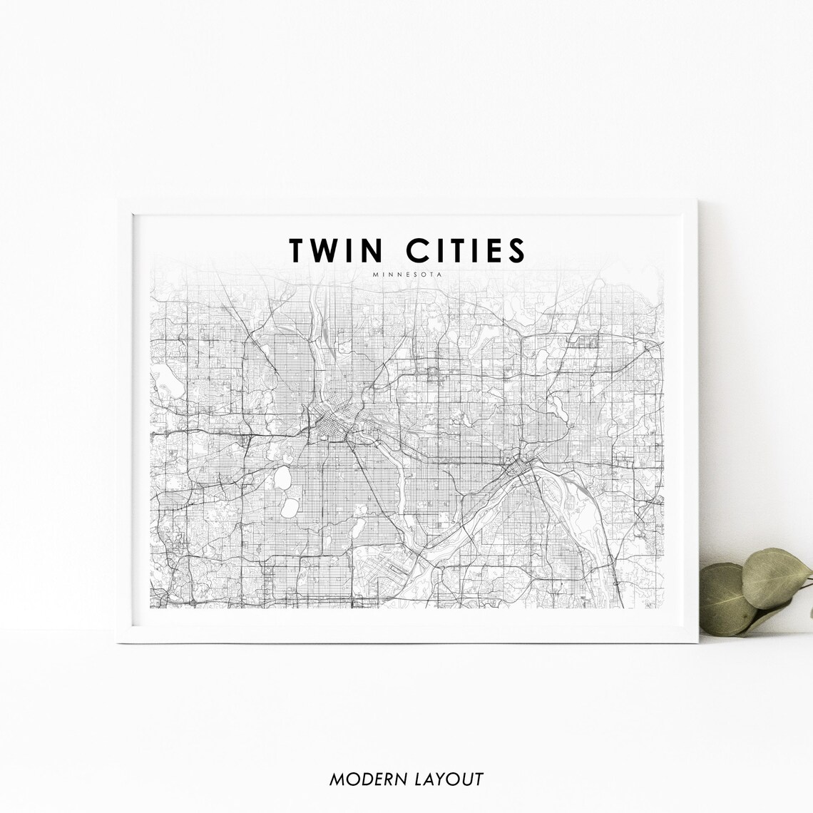 Twin Cities MN Map Print, Minneapolis Saint Paul