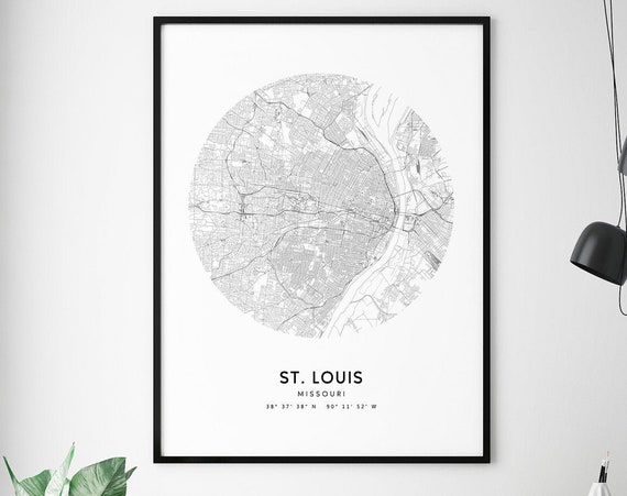 St Louis Map Print, Modern Minimalist Travel Poster