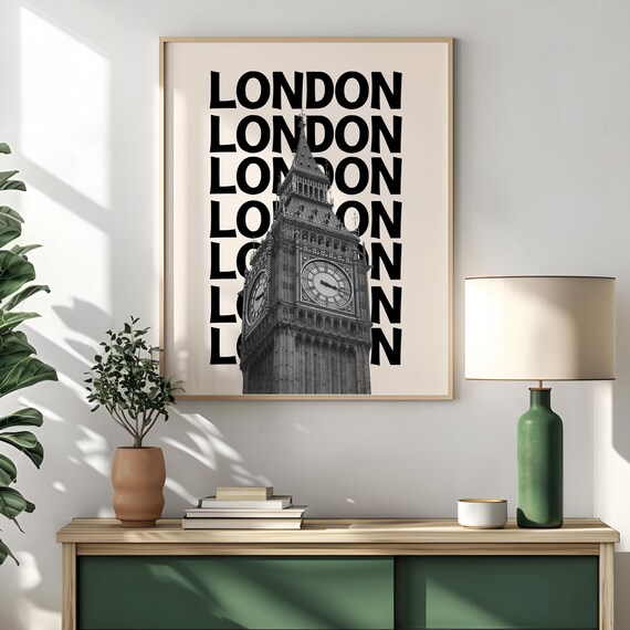 London Travel Print Big Ben Travel Print Retro Wall Print Big Ben Print Home Wall Decor Cute Wall Art Trendy Wall Art