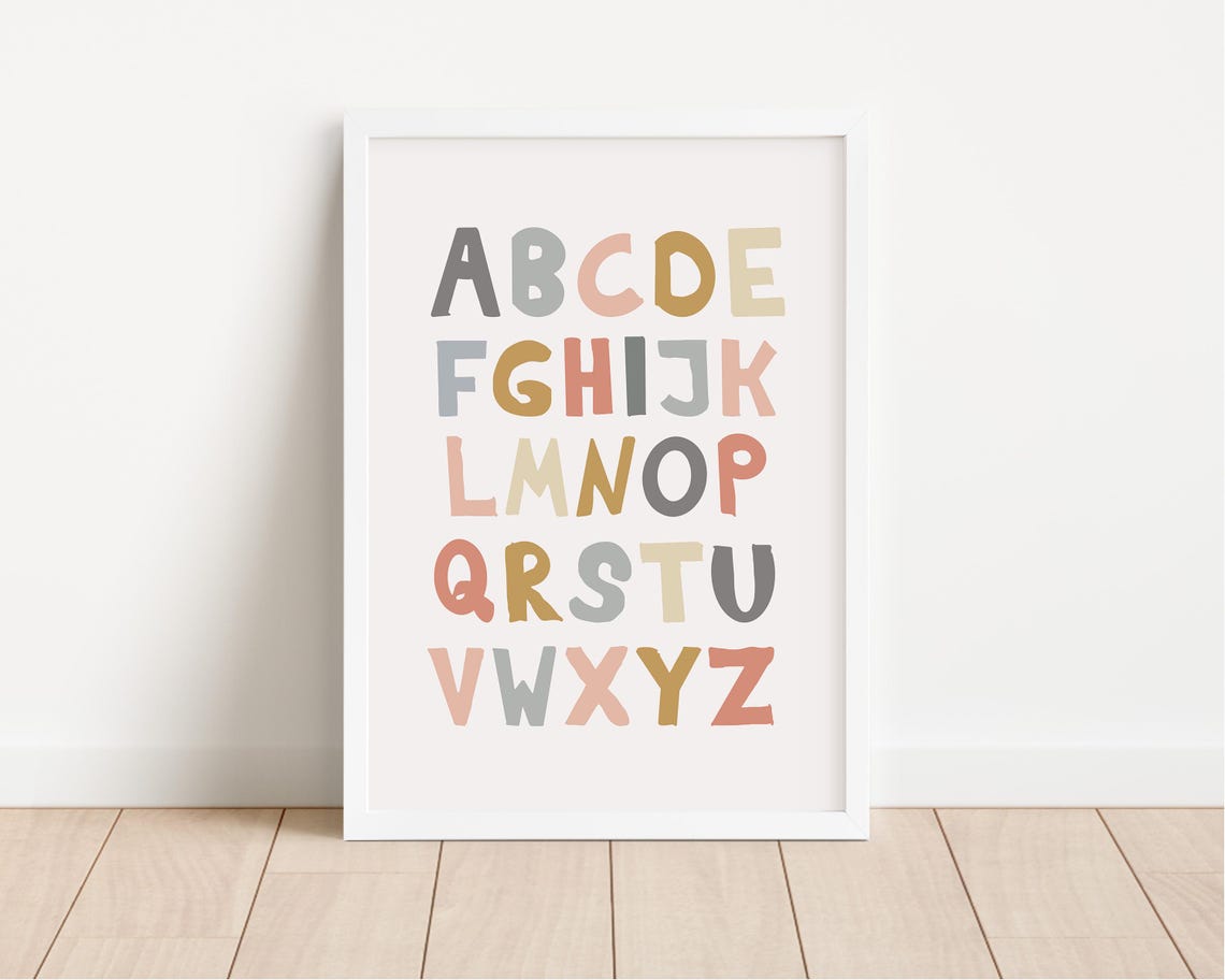 Boho Alphabet Wall Art Abc Educational Print Baby Room Decor Nursery Room Wall Decor Playroom Wall Decor Classroom Print - Image 2