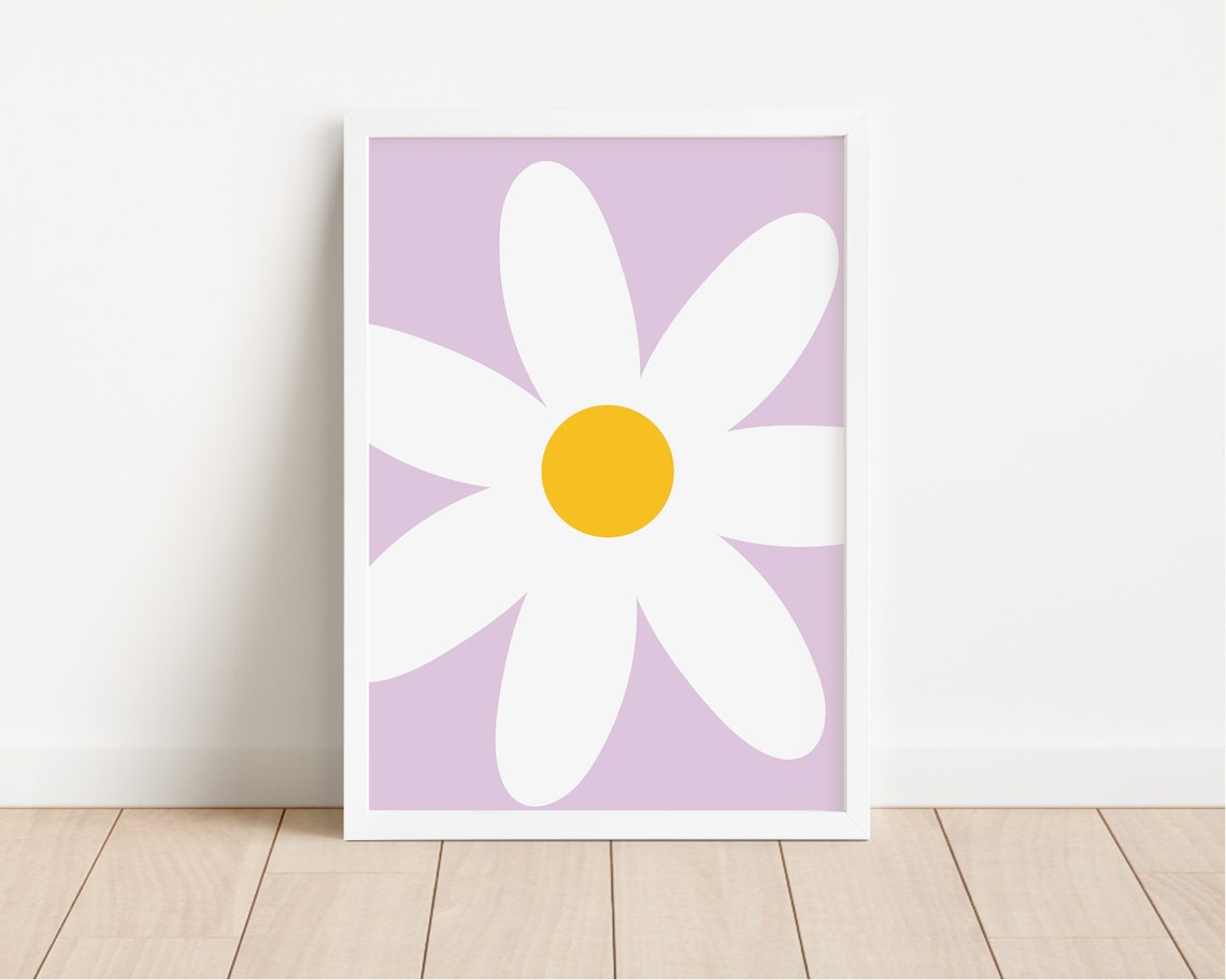 Big Daisy Flower Lavender Purple Nursery Decor Artwork Poster - Image 2