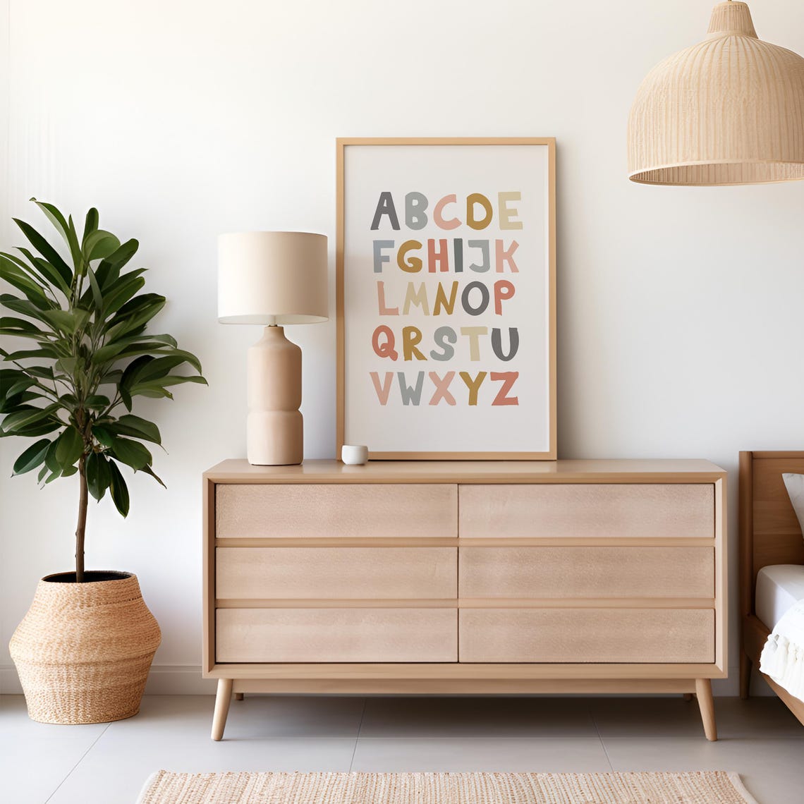 Boho Alphabet Wall Art Abc Educational Print Baby Room Decor Nursery Room Wall Decor Playroom Wall Decor Classroom Print - Image 4
