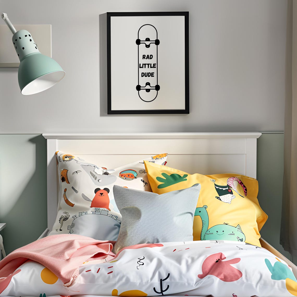 Rad Little Dude Skateboard Line Art Poster for Minimalist Boys Bedroom - Image 4