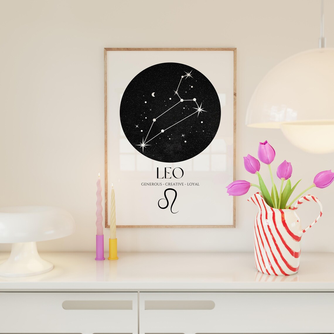 Leo Zodiac Constellation Star Sign Night Sky Astrology Poster - Image 2