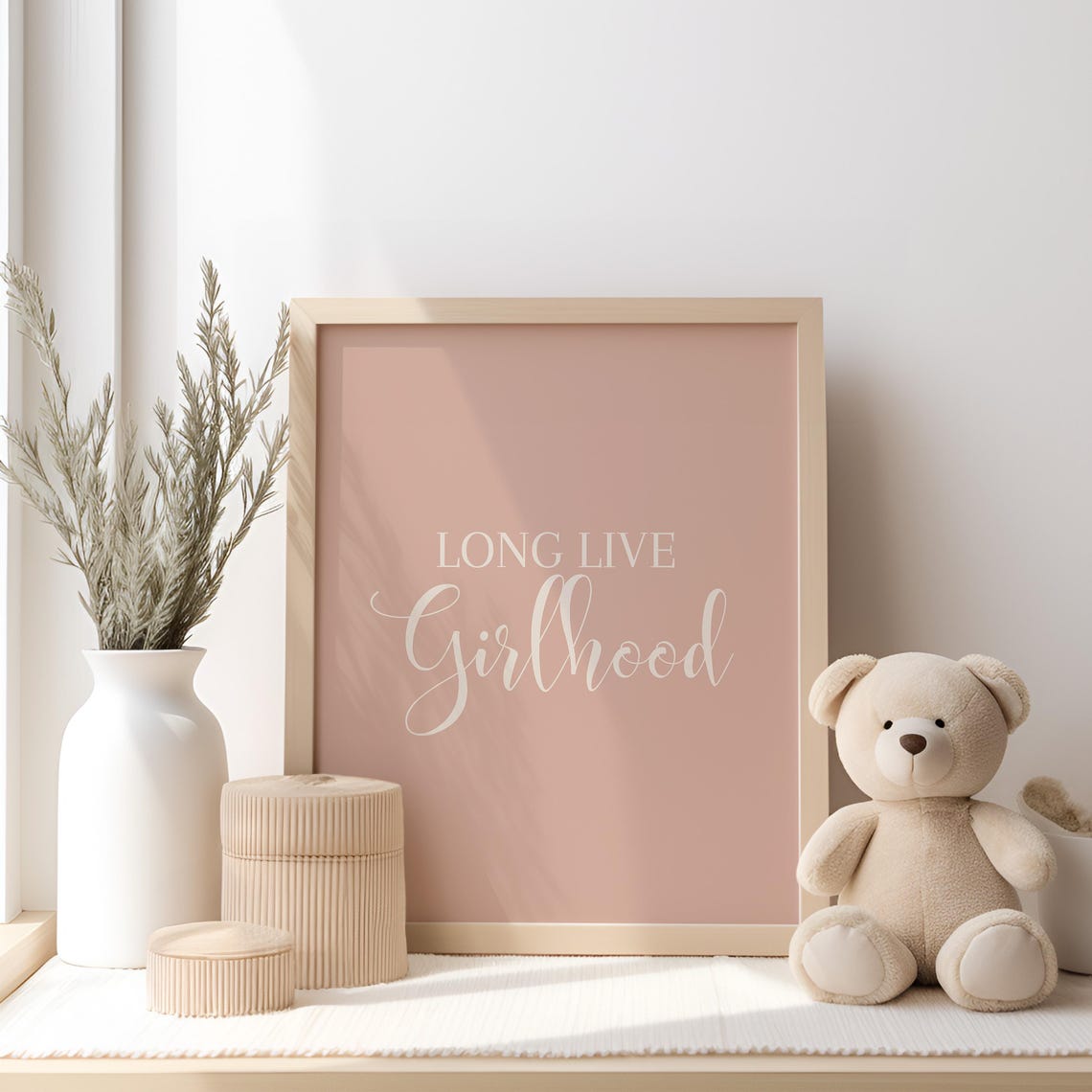 Long Live Girlhood Script Poster Dusty Pink Feminine Girls Room Decor - Image 2