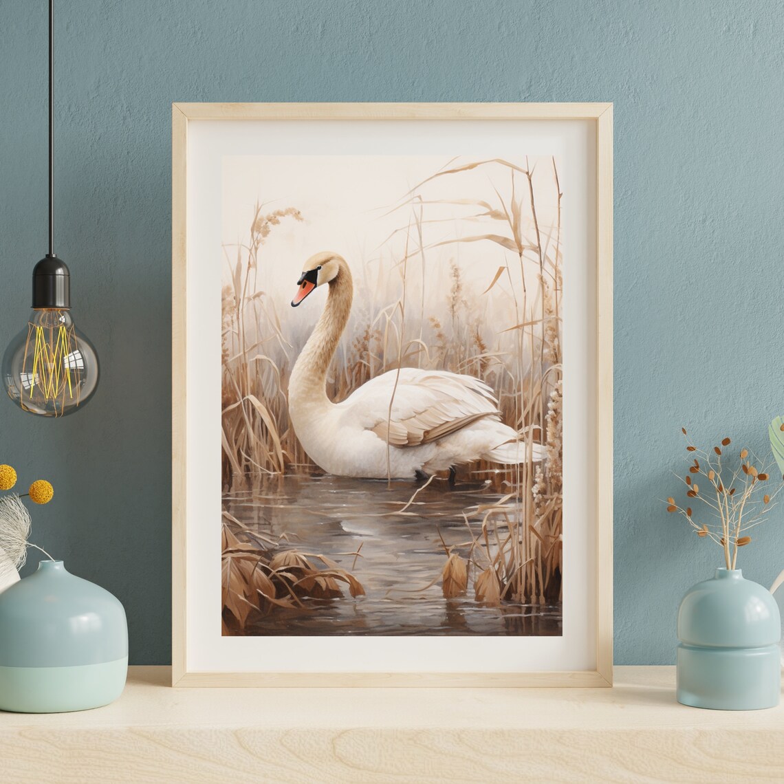 Vintage Swan Painting, Rustic Farmhouse Art Print - Image 4