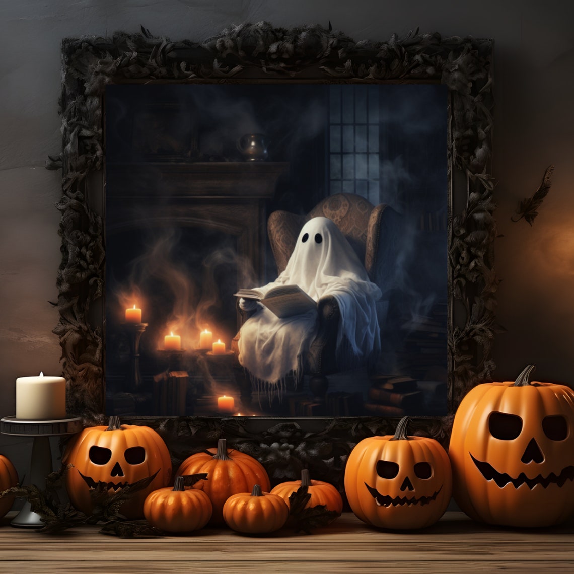 Halloween Ghost Wall Art Muted Spooky Cute Ghost Art Witchy Halloween Decor Vintage Ghost Artneutral Halloween - Image 5