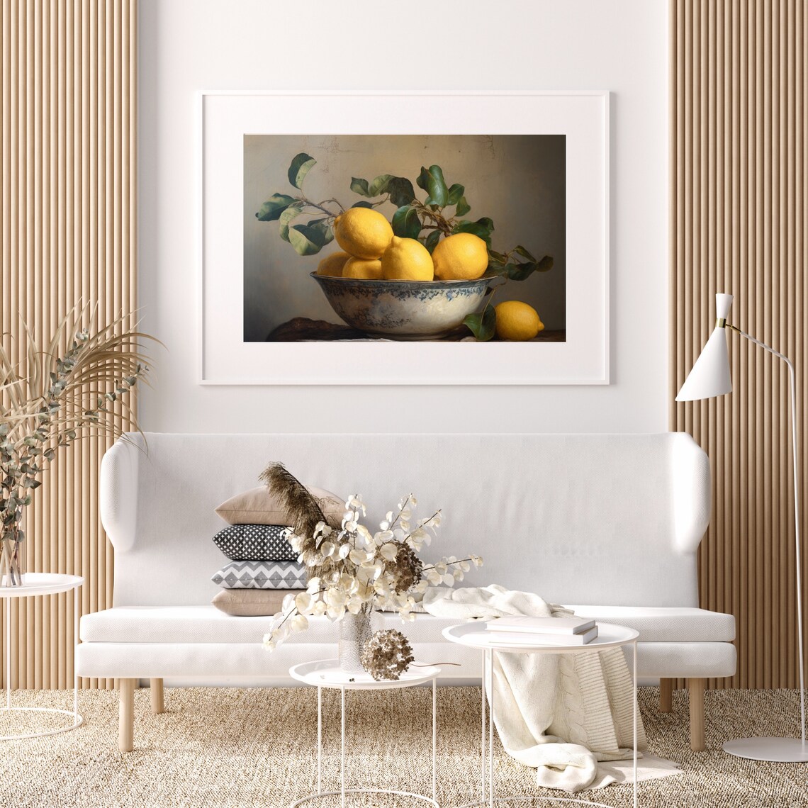 Lemons Antique Oil Painting Kitchen Wall Art - Image 5