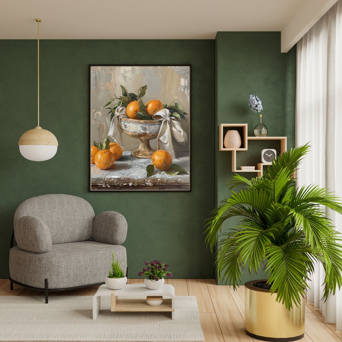 Moody Orange Vintage Fruit Still Life Art Print - Image 3