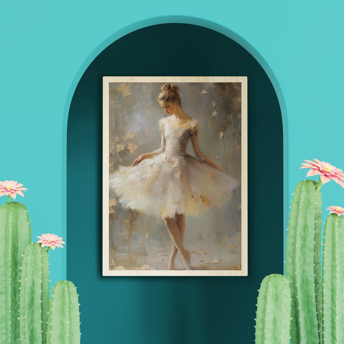 Graceful Ballerina in a White Tutu Dreamy Dance Portrait Poster - Image 5