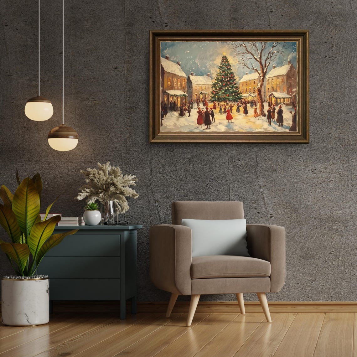Vintage Christmas City Street Painting Festive Holiday Wall Art Cozy Winter Scene Charming Christmas Decor Vintage Winter Town Print 803 - Image 6