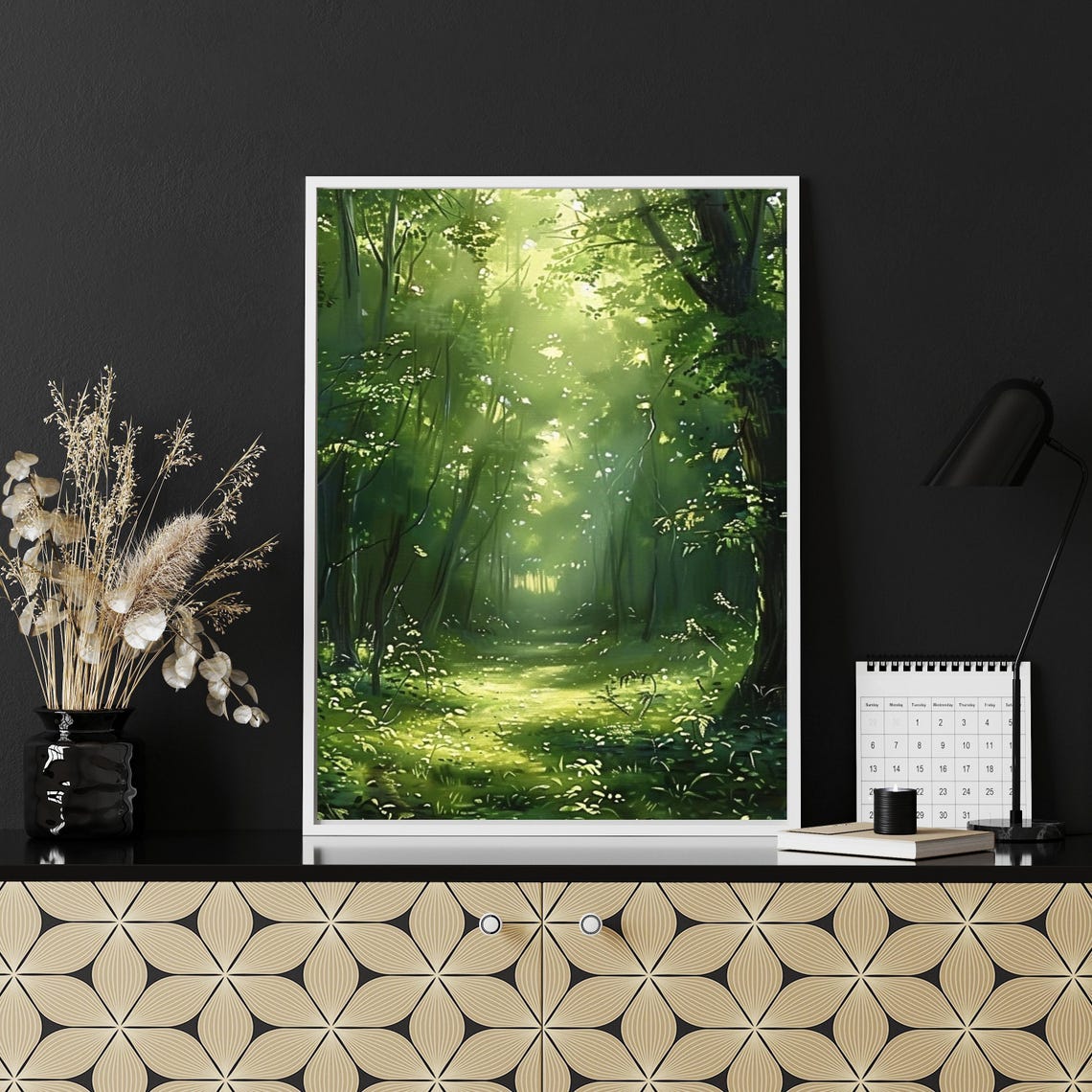 Sunlit Green Forest Light Through Trees Woodland Landscape Poster - Image 5