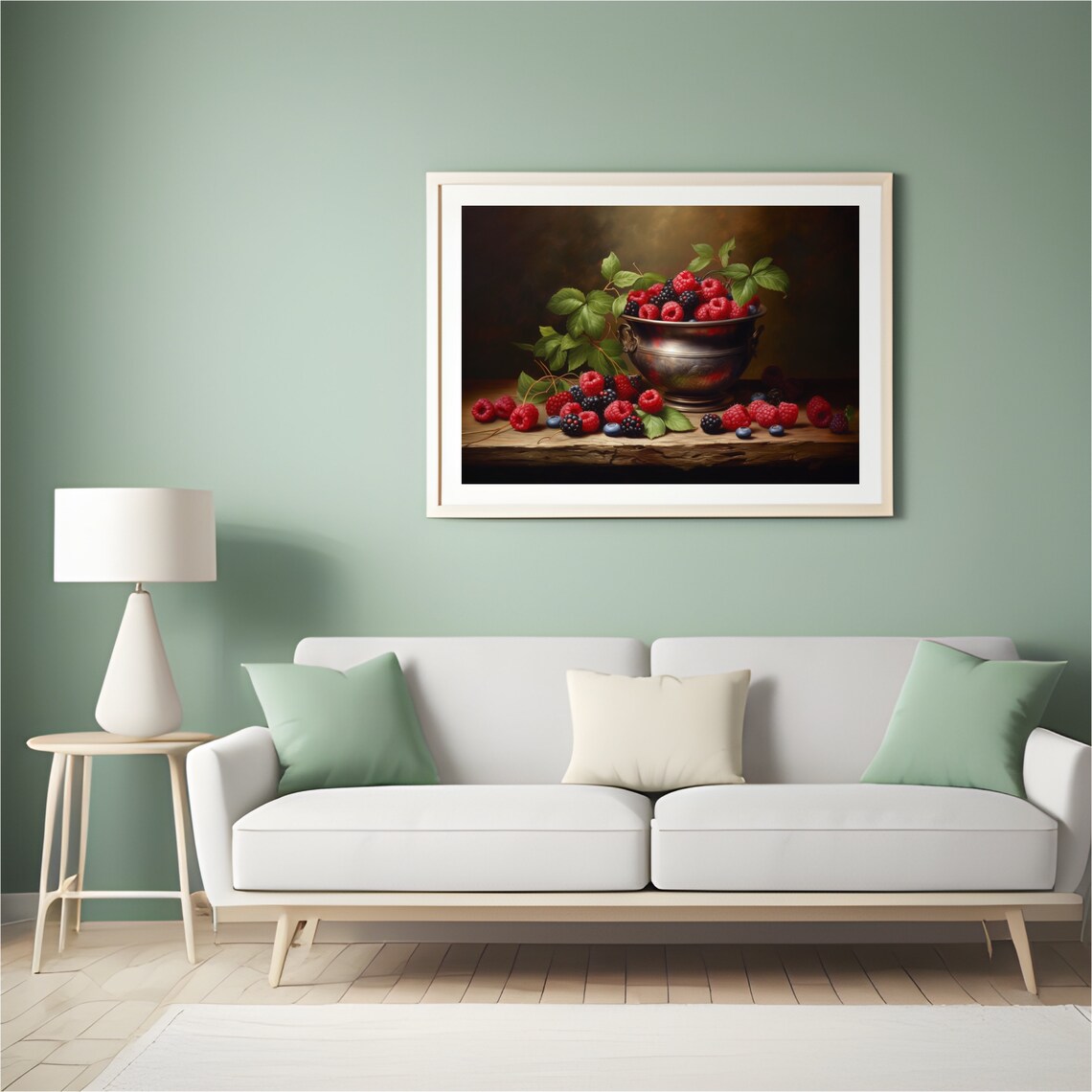 Moody Raspberries Vintage Fruit Still Life Art Print - Image 6