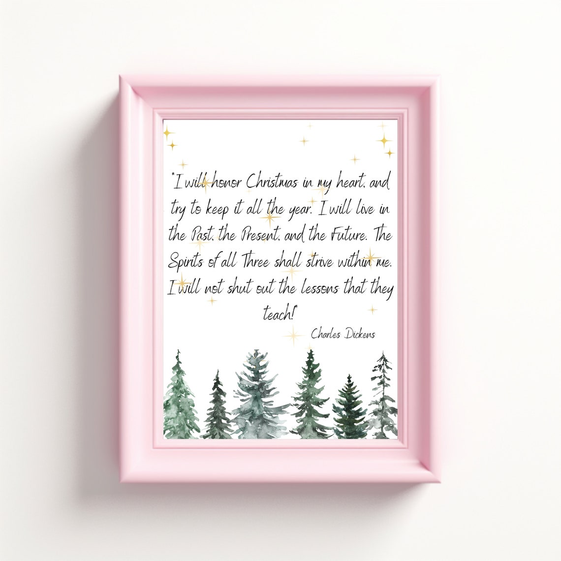 Charles Dickens Christmas Quote With Pine Trees Holiday Poster - Image 5