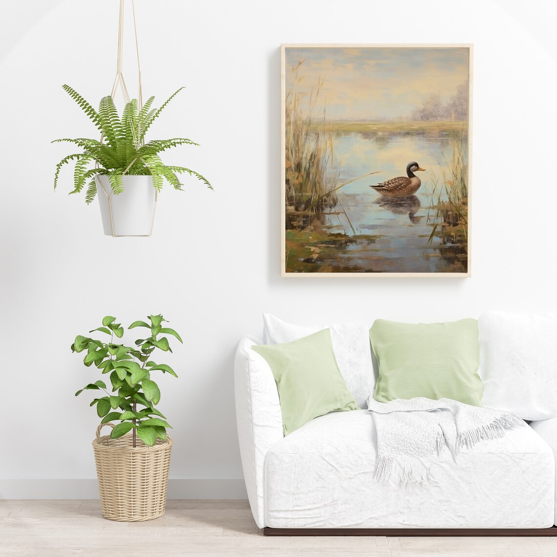 Wild Duck on Golden Marsh Lake with Reeds Vintage Wildlife Poster - Image 5
