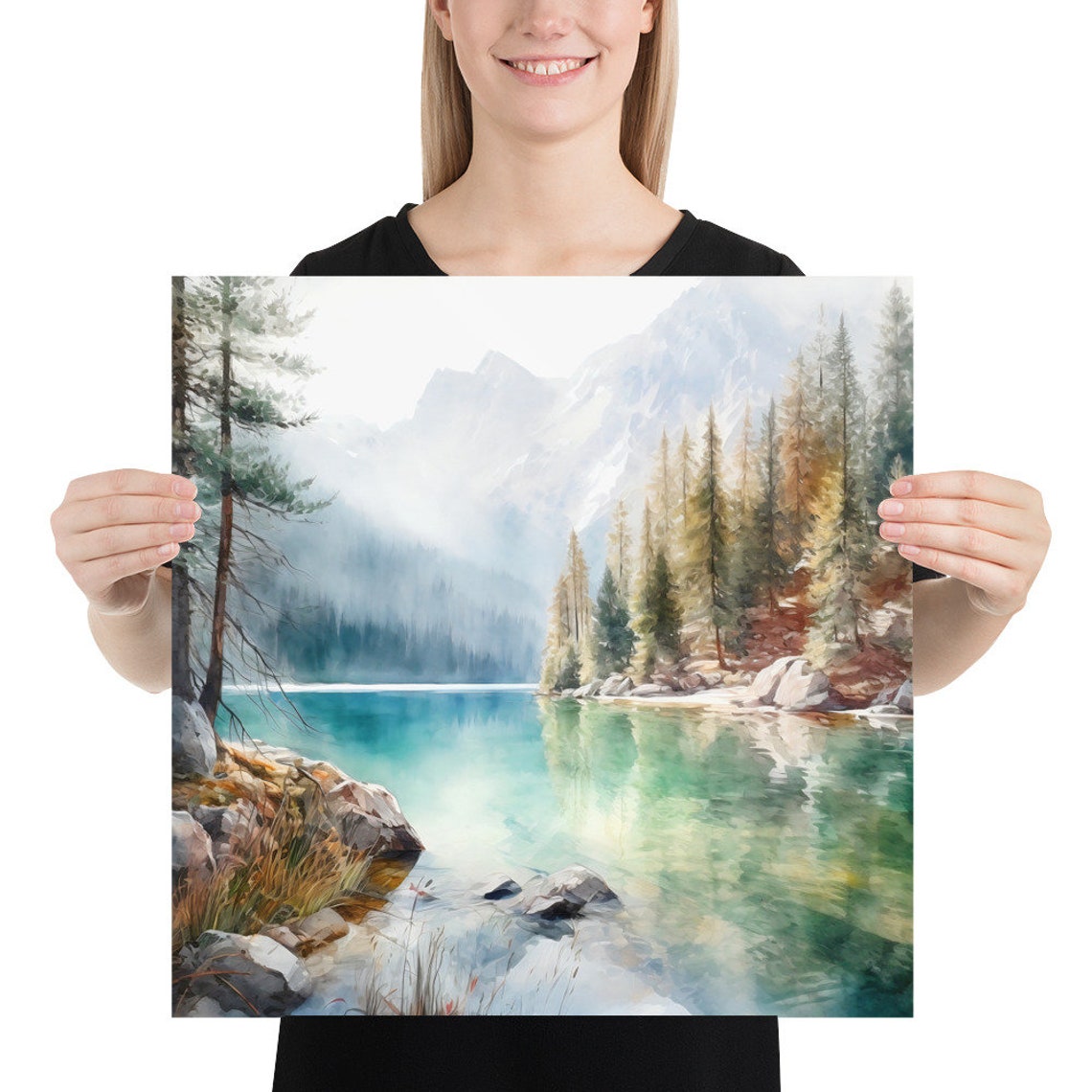 Banff Painting Canada Watercolor Art Print Mountain Lake Landscape Wall Art National Park Artwork Home Decor Gift Art - Image 2