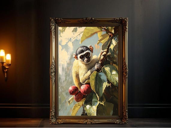 Adorable Monkey Painting, Cute Nursery Decor